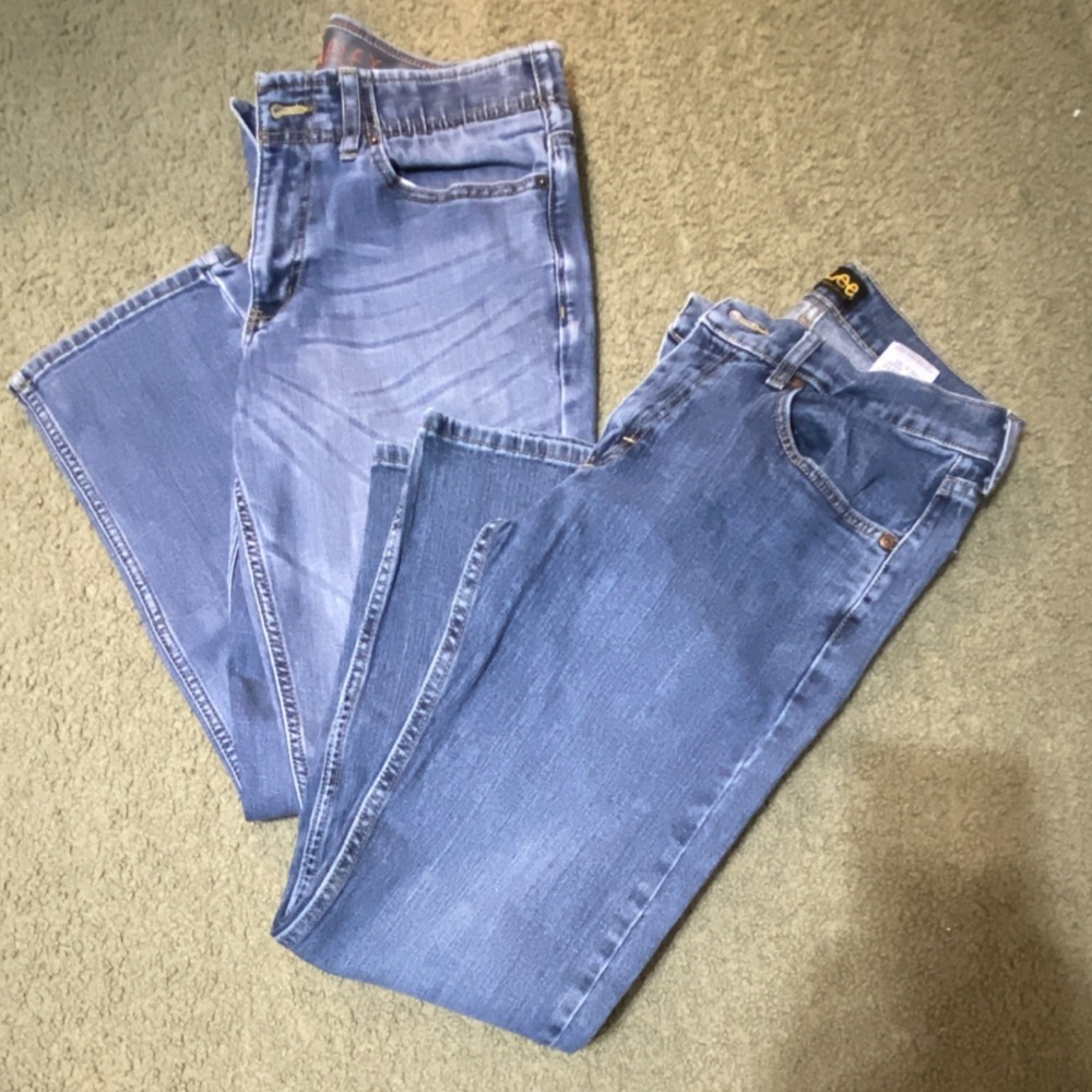 Lee & Urban Pipeline Straight Fit Blue Denim Jeans Stretch 5-Pocket Men's 30x30